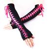 DreamHigh Womens sexy elbow Length Fingerless Lace Up Arm Warmer Satin Gloves-Rose view 3