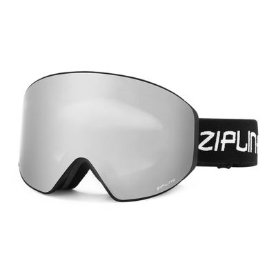 Zipline Podium XT Ski Goggles - No Fog Magnetic Lenses, Double Cylindrical Polycarbonate, Italian Inner Lens, Easy Lens Change - Used by Pros (Black Frame - Mirror Chrome - Gray Lens, Black Frame)