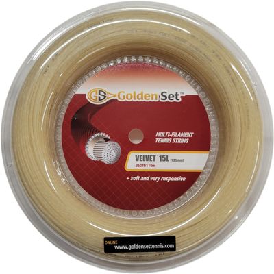 Golden Set Velvet 15L (1.35mm), Reel (360ft/110m), Natural, Multi-Filament Tennis String