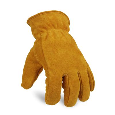 OZERO Work Gloves Winter Insulated Snow Cold Proof Leather Glove Thick Thermal Imitation Lambswool - Extra Grip Flexible Warm for Working in Cold Weather for Men and Women (Gold,X-Large)