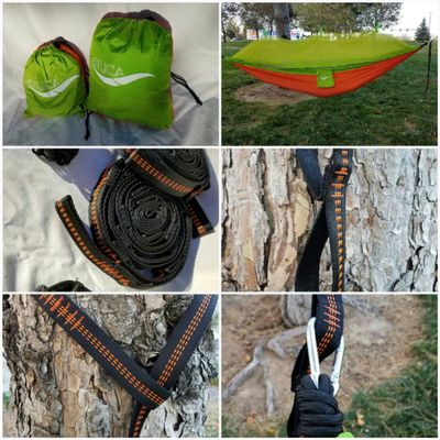 Olica Sports Parachute Nylon Tree Hammock w/Carrying Bag, Bug Net, Tree Straps