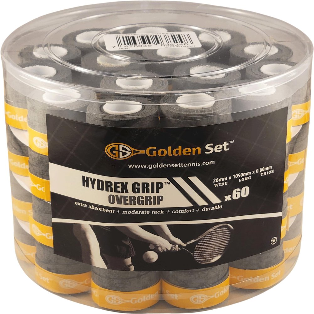 Golden Set Hydrex Grip, Bucket (60 pcs), Dark Grey, Absorbent Over-Grip