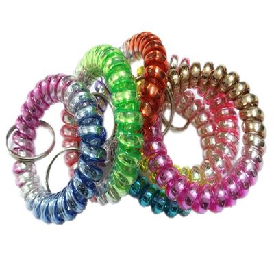 6 New Fashion High Quality Soft Spring Spiral Wrist Coil Flexible Plastic Wristband Keychain Key Ring Holder Tag for Gym Pool Sauna and Outdoor Sport (Color 9)