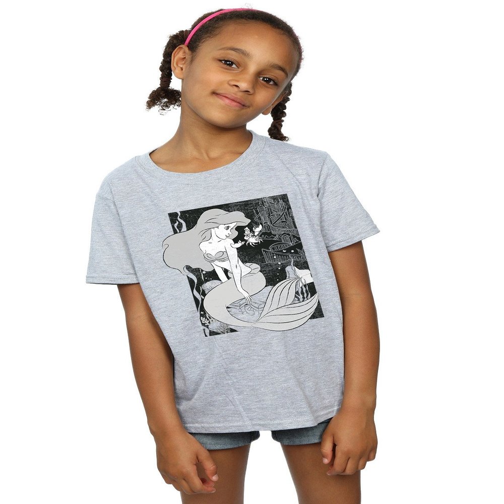 Disney Girls Princesses The Little Mermaid T-Shirt 5-6 Years Sport Grey
