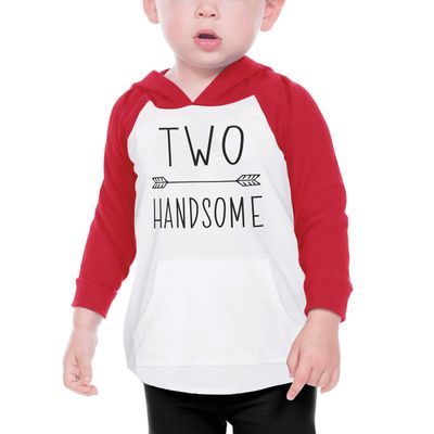 2nd Birthday Boy Shirt Two Handsome Birthday Boy Hoodie (Red 3T)