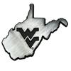 Collegiate Metal Auto Emblem (New Brushed Matte Style) (West Virginia (State Shape)) view 1