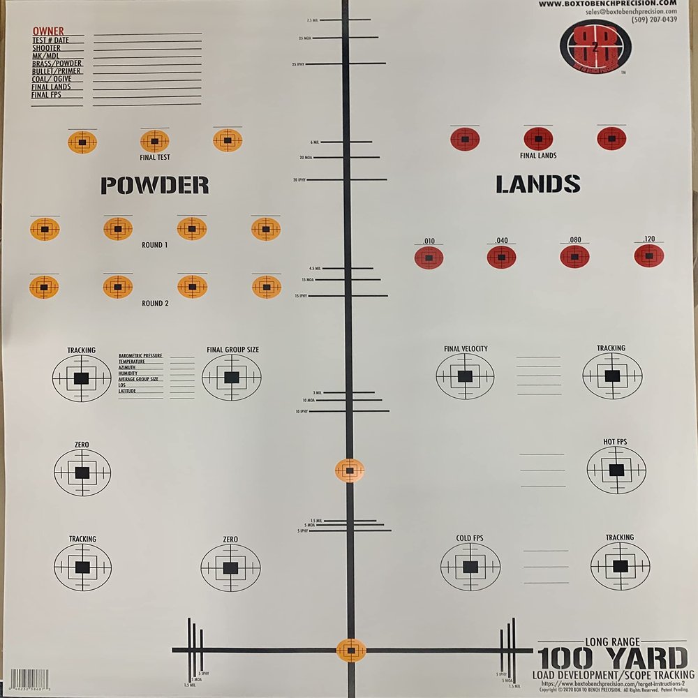100 Yard Long Range Load Development/Scope Tracking Target (7 Pack)