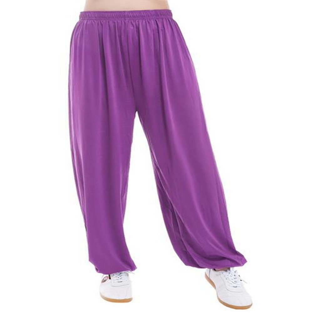 Men Super Soft Harem Pants Modal Yoga Pants Elastic Pilates Pants Sport Pants (Size XXXL, Purple)