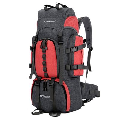 UNISTRENGH 55L Backpack Internal Frame Hiking Backpacking Lightweight Travel Packs with Waterproof Rain Cover (Red)