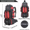 UNISTRENGH 55L Backpack Internal Frame Hiking Backpacking Lightweight Travel Packs with Waterproof Rain Cover (Red) view 2
