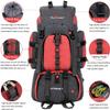 UNISTRENGH 55L Backpack Internal Frame Hiking Backpacking Lightweight Travel Packs with Waterproof Rain Cover (Red) view 3