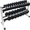 Ader Black Rubber Dumbbells 5-50Lbs (550lb) with 2 Tier 54" Dumbbell Rack view 1