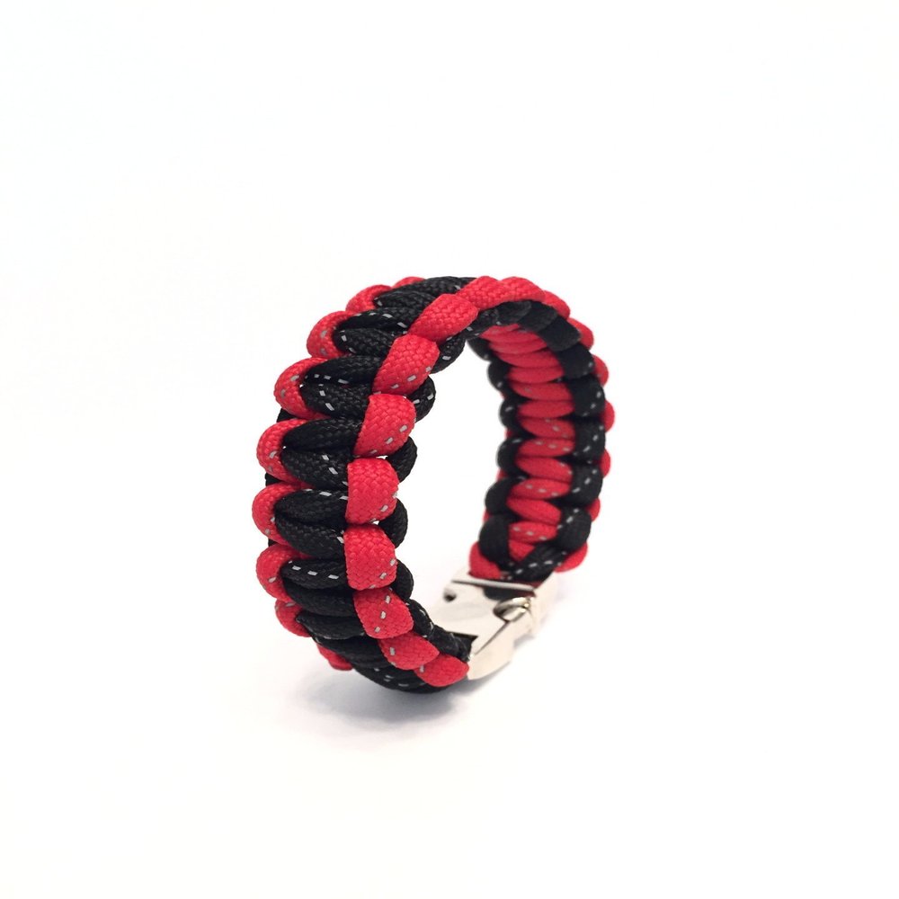 Tru550 Red and Black Team Atlanta Falcon Reflector Jewelry Paracord Survival Bracelet (Size 7.5)