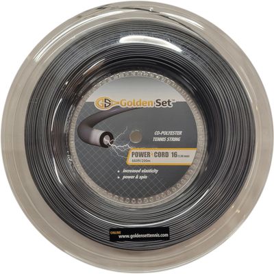 Golden Set Power Cord 16g (1.30mm), Reel (660ft/200m), Polyester Tennis String (Dark Grey)