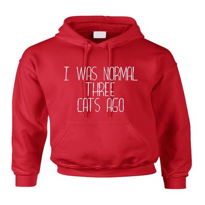 ALLNTRENDS Adult Hoodie I Was Normal 3 Cats Ago Love Pets Gift Cute Top (L, Red)