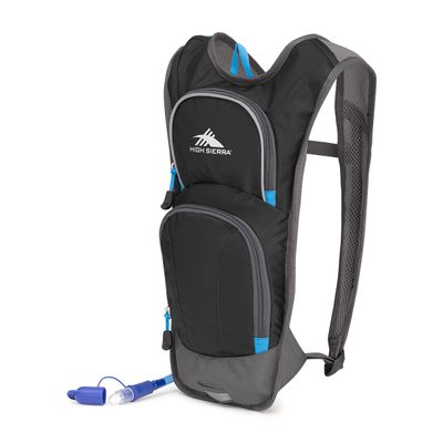 High Sierra HydraHike Hydration Backpack, Lightweight Running Backpack, Cycling, Hiking, for Men, Women & Kids, Black/Slate/Pool, 4L
