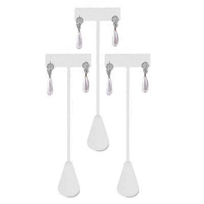 N'ice Packaging 3 White Leatherette xtra Tall 7.5" Earring T Stand Display, T Shape Holder for Tradeshow, Home Business, Promotion, or just for Home.