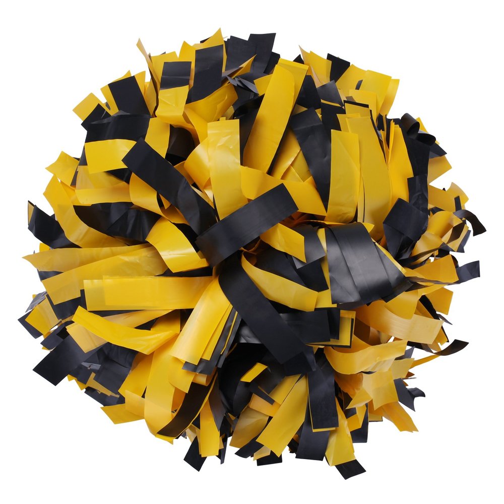 ICObuty Plastic Cheerleading Pom pom 6 inch 1 Pair(Yellow-Black)
