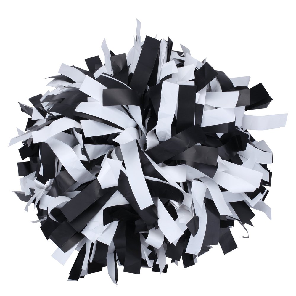 ICObuty Plastic Cheerleading Pom pom 6 inch 1 Pair(Black-White)