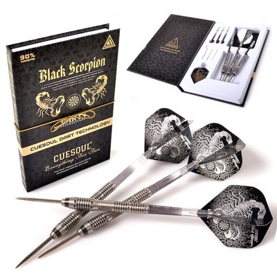CUESOUL Black Scorpion 22g Tungsten Steel Tip Dart Set,Barrel with Titanium Coated Finished