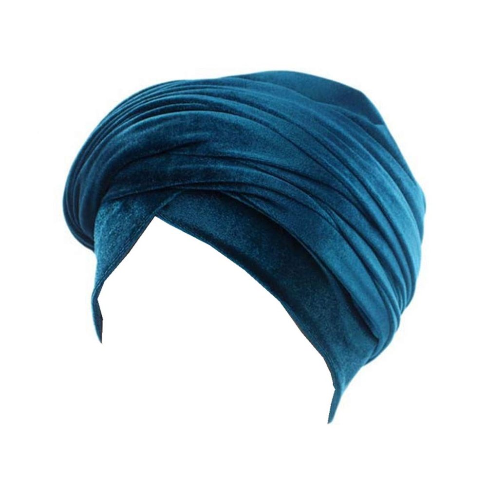 Qhome Luxury Pleated Velvet Turban Hijab Head Wrap Extra Long Tube Indian Headwrap Scarf Tie