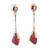Grace Jun Women's Austria Crystal Art Deco Tear Drop Clip on Earrings Fashion Bijouterie (Wine red clip-on)