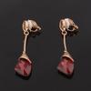 Grace Jun Women's Austria Crystal Art Deco Tear Drop Clip on Earrings Fashion Bijouterie (Wine red clip-on) view 2