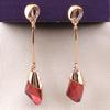 Grace Jun Women's Austria Crystal Art Deco Tear Drop Clip on Earrings Fashion Bijouterie (Wine red clip-on) view 3