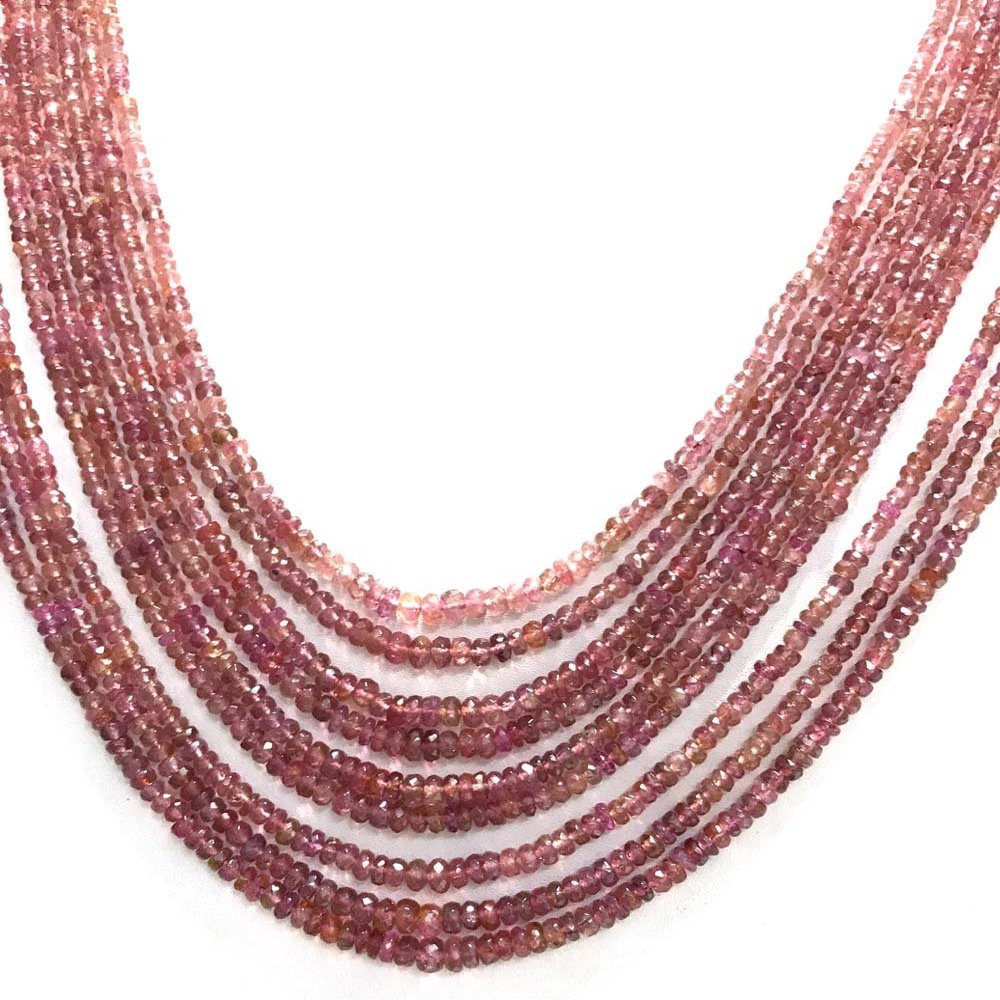 50% OF ON 10 STRAND PINK TOURMALINE FACETED RONDELLE BEADS, TOURMALINE BEADS, PINK TOURMALINE NECKLACE RUBY 2-4MM