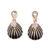 Bridal Vingtage Rhinestone Crystal Enamel Large Water Drop Shpae Dangle Earrings for Women Ear clip (Black ear needle)