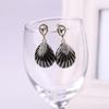 Bridal Vingtage Rhinestone Crystal Enamel Large Water Drop Shpae Dangle Earrings for Women Ear clip (Black ear needle) view 2