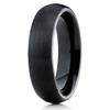 6mm Brushed Black Tungsten Carbide Wedding Band Dome Shape Classic Ring Comfort Fit Unisex 8 view 1