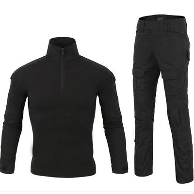 HARGLESMAN Military BDU Uniform Camo Airsoft Paintball Shirt and Pants Tactical Combat Practical Training Suit Work Shooting Hiking Fishing Hunting Outdoor Black L