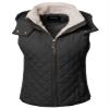 Awesome21 Full Zip Up Closure Faux Shearing Lined Quilted Padding Hoodie Vest Black S view 1