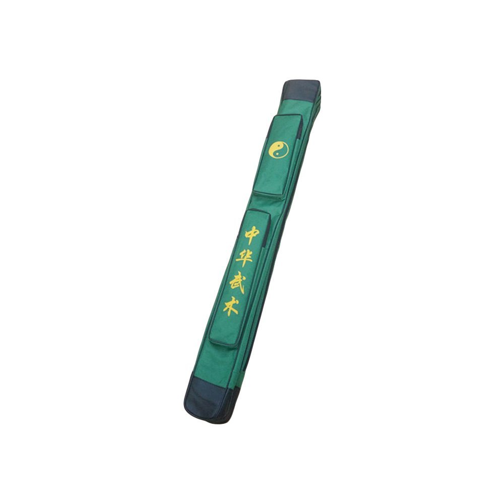 ZooBoo Tai Chi Sword Bag Durable Kung Fu Double Layer Swords Carrying Case, Martial Arts Weapon Bag with Shoulder Strap, Oxford Cloth & PU Leather Design (Green, Double Layer)
