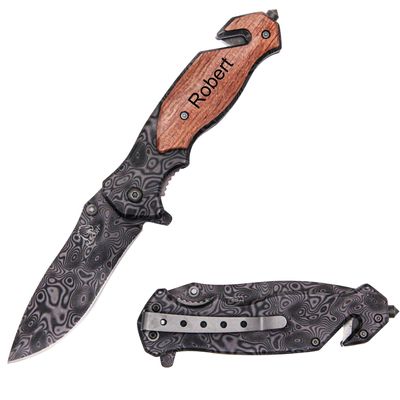 FG Free Engraving - Quality Wood Handle Pocket Knife