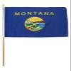 12x18 inch Montana flag mounted on a 24 inch (2 Foot) wooden stick staff (Super Polyester) Cloth Fabric (Sewn Edges for Durability) 12"x18" view 1