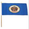 12x18 inch Minnesota flag mounted on a 24 inch (2 Foot) wooden stick staff (Super Polyester) Cloth Fabric (Sewn Edges for Durability) 12"x18" view 1
