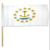 12x18 inch Rhode Island flag mounted on a 24 inch (2 Foot) wooden stick staff (Super Polyester) Cloth Fabric (Sewn Edges for Durability) 12"x18" view 1