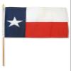 12x18 inch Texas flag mounted on a 24 inch (2 Foot) wooden stick staff (Super Polyester) Cloth Fabric (Sewn Edges for Durability) 12"x18" view 1