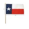 12x18 inch Texas flag mounted on a 24 inch (2 Foot) wooden stick staff (Super Polyester) Cloth Fabric (Sewn Edges for Durability) 12"x18" view 2