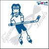 Eyecandy Decals Stick Family Girl Playing Hockey 4" Blue Decal Sticker view 1