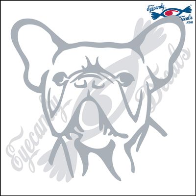 Eyecandy Decals French Bulldog Dog Head 5" Silver Decal Sticker