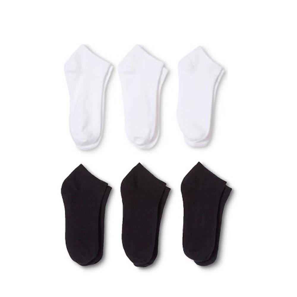 12 Pairs Men's Low Cut Socks 9-11 or 6-8 Black or White or Mixed (9-11, Black and