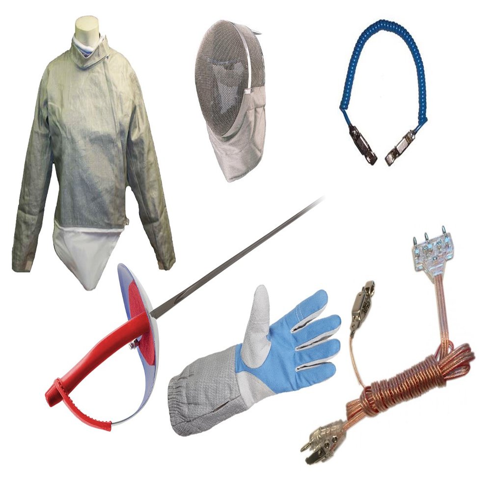 Blade Electric Practice Sabre Set 6ps - Lame, Sabre, Body Cord, Mask, Mask Connector, Practice Glove. (46, Left)