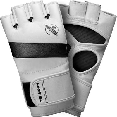 Hayabusa T3 4oz Pro Style MMA Gloves for Men and Women - White/Grey, X-Medium