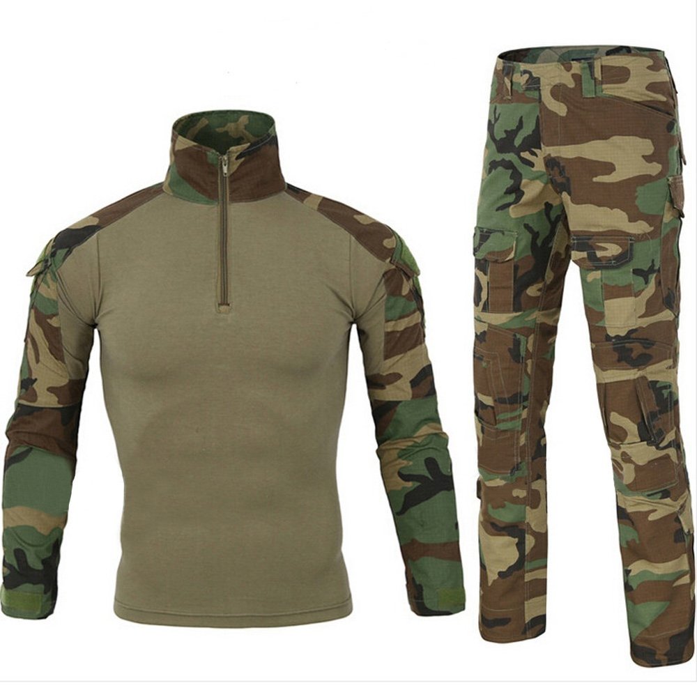 HARGLESMAN Men's Military BDU Uniform Fall Winter Summer Long Sleeve Paintball Top Shirt with PantTactical Combat Training Suit for Working Outdoor Jungle L