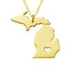 18K Gold Silver Country Map Charm Pendant Michigan State Map Necklace Jewelry (Gold) view 1