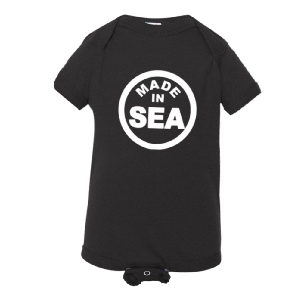 PleaseMeTees Baby From Born Made In Seattle WA State Logo Label Jumpsuit-Blk-NB