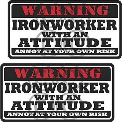 2-3" Ironworker Warning Attitude Decal Set Ironworking Hard Hat Sticker WS1
